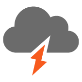 Scattered clouds with chance of thunderstorm